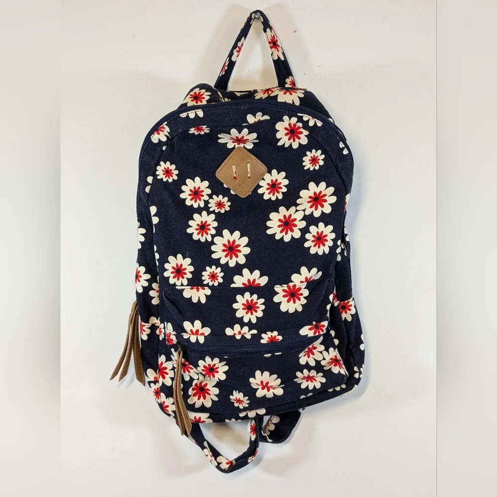 Forever 21 - floral backpack, blue/red/white